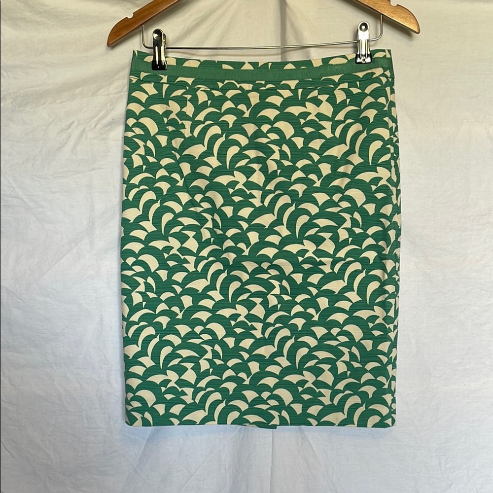 Boden green and cream pencil skirt